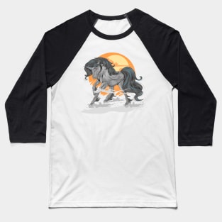 horse black unicorn with sun background Baseball T-Shirt